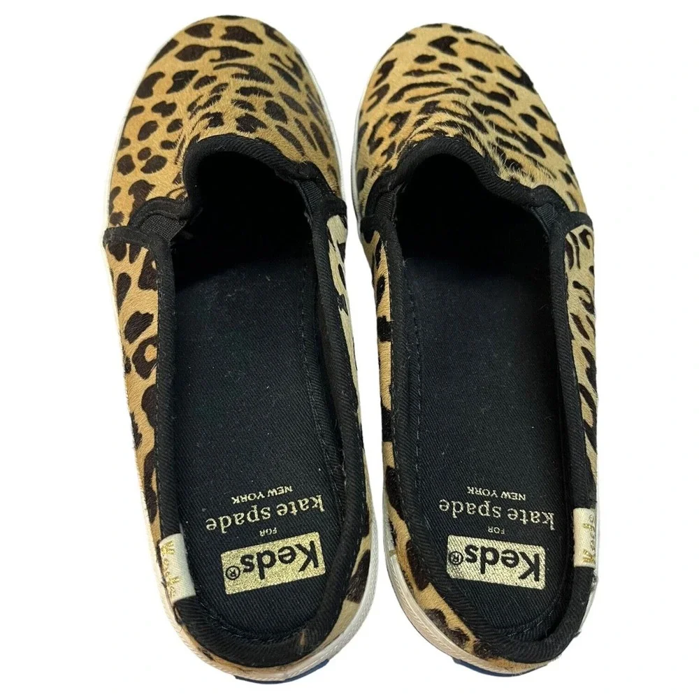 Keds Kate Spade New York Shoes Womens 7.5 Double Decker Mule Calf Hair Leopard - Picture 9 of 13